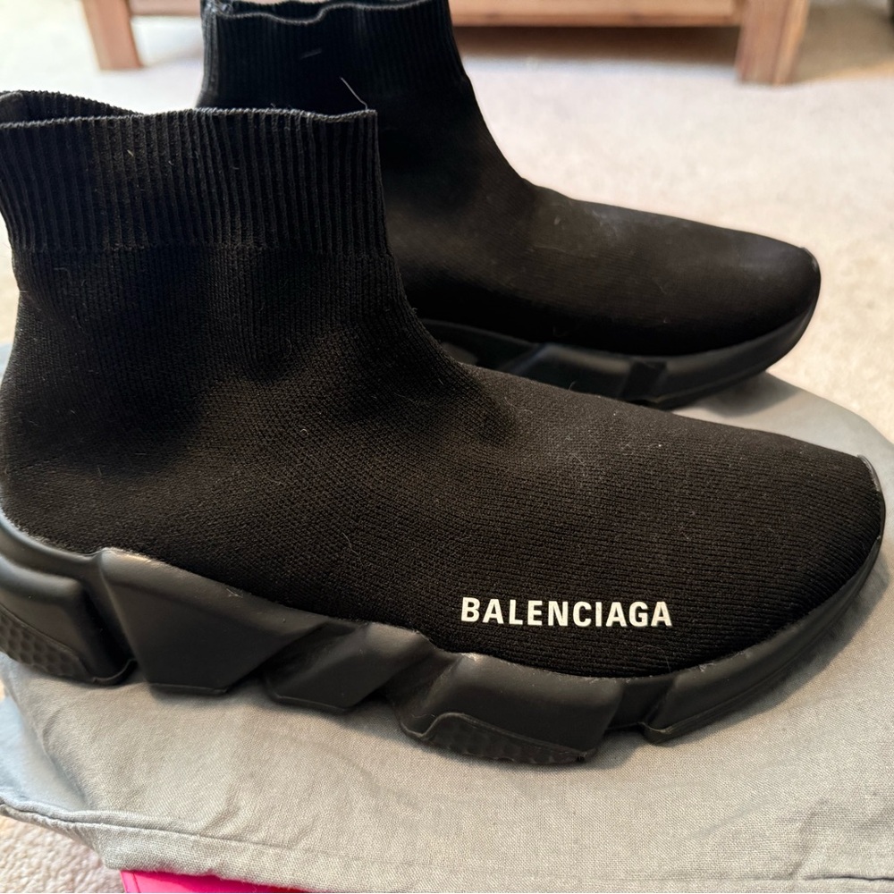 Balenciaga Black Knit High-Top Sneakers